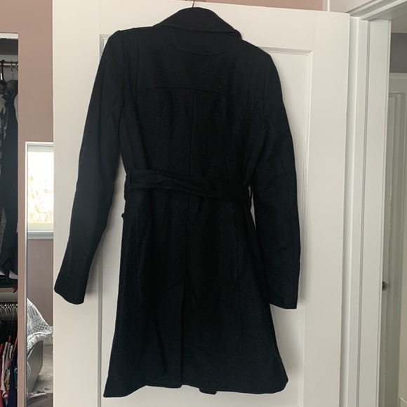 DKNY - Black wool-blend coat with belt (size 4) - Picture 3 of 10